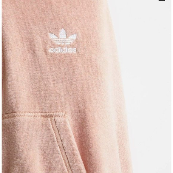 Adidas Women's "Relaxed Risque" Velour Zip Hoodie Casual Color Blush - Picture 2 of 4